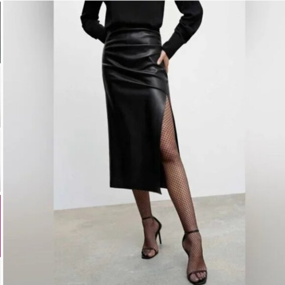 Mango Dresses & Skirts - Mango - Ladies Faux-Leather Pencil Skirt - L